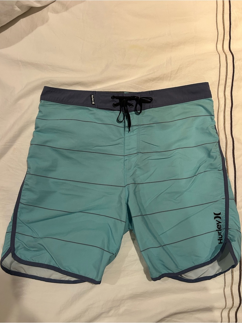 Hurley Men's Teal Swim Trunks with Navy Trim